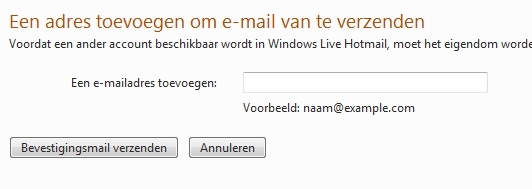 Hotmail opties