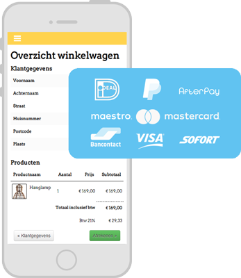 Verschillende betaalmethodes beschikbaar voor je webshop