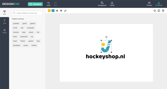 Screenshot van de logomaker DesignEvo