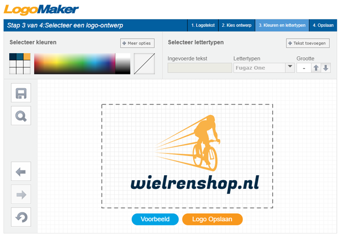 Screenshot van de logomaker LogoMaker.com