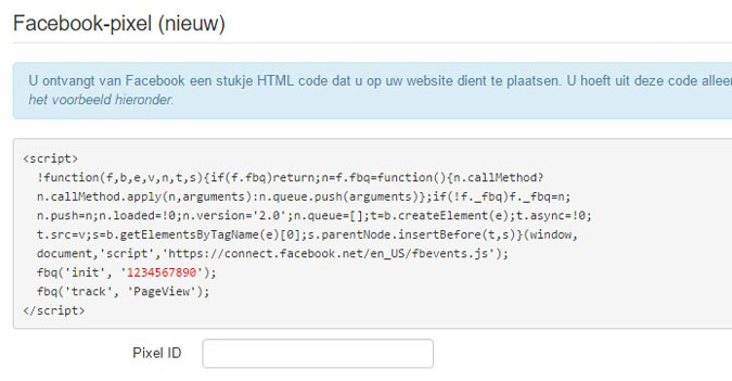 Facebook-pixel ID in je webshop plakken