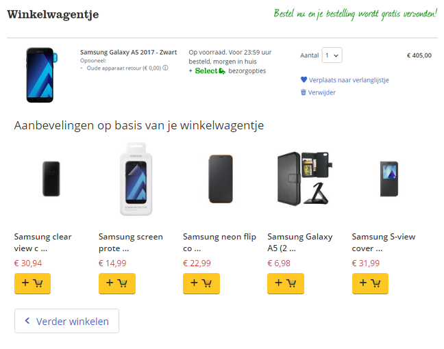 Voorbeeld van hoe bol.com cross selling toepast