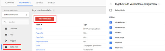 Tag Manager klikvariabelen instellen